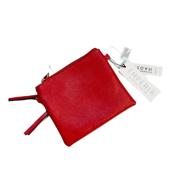 Emperia Clutch/Wristlet Red Color Vegan 3 Pockets with Zip - Picture 2 of 10